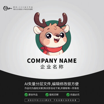 卡通可爱宠物店小鹿LOGO