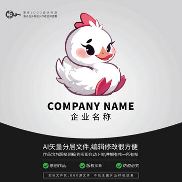 宠物店LOGO鸭子卡通可爱