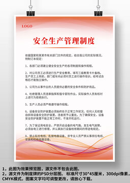 红色安全生产管理制度上墙制度牌