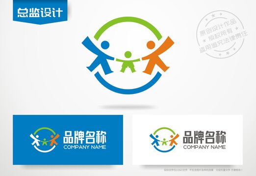 亲子logo一家三口标志