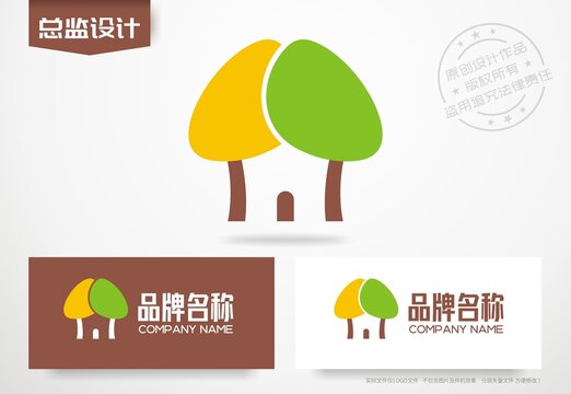 树木logo小木屋标志