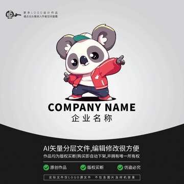 考拉可爱卡通街舞形象LOGO