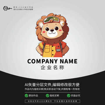 狮子动物LOGO卡通街舞形象