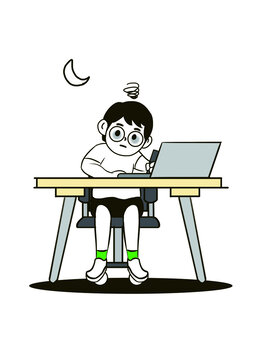 赶稿人卡通办公人物