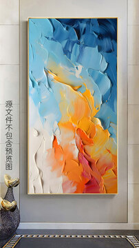 现代简约抽象肌理笔触玄关装饰画