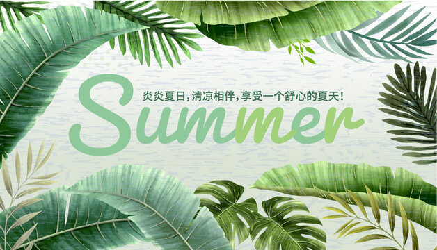 简约植物热带背景墙