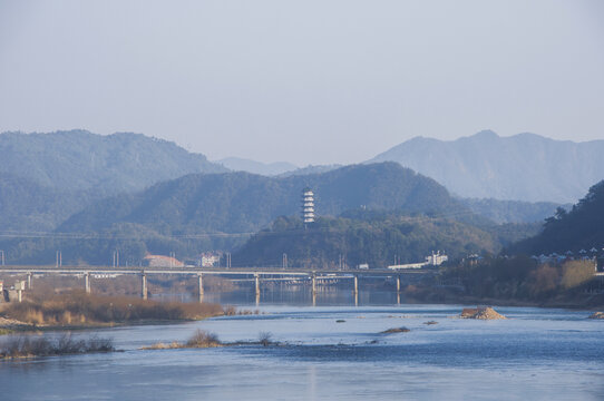 山水桥梁河流