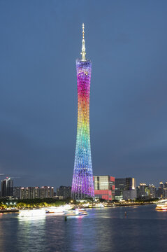 珠江新城CBD广州塔小蛮腰夜景