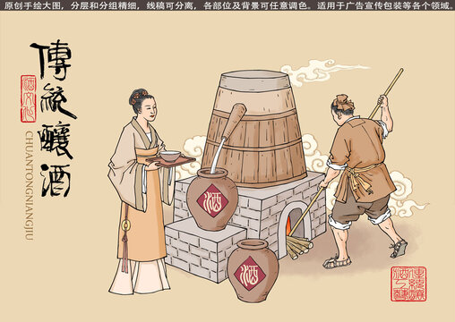 传统酿酒图