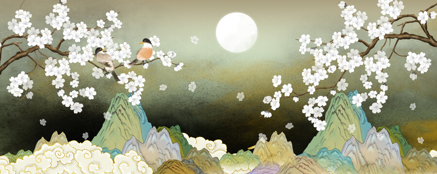 梅花水墨画