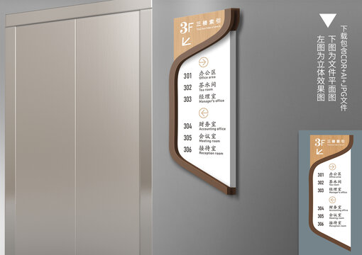 木纹楼层索引牌