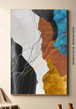 现代轻奢抽象油画肌理金箔装饰画