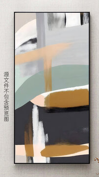 现代简约轻奢橙色抽象线条玄关画