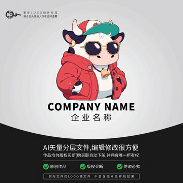 奶牛卡通网红潮牌潮玩LOGO