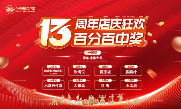 健身房周年庆抽奖海报