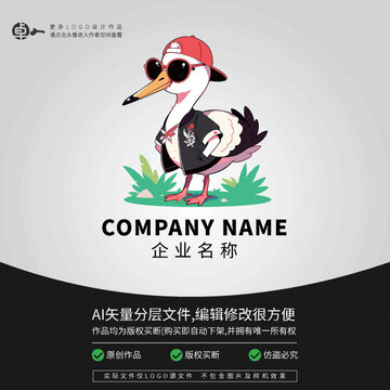 卡通logo潮玩白鹤潮牌时尚