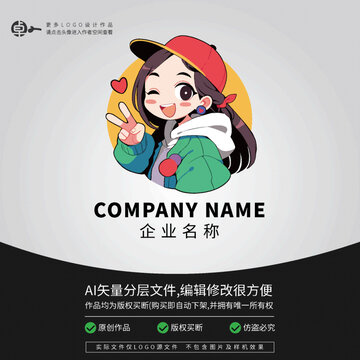 卡通logo潮玩时尚女孩女性