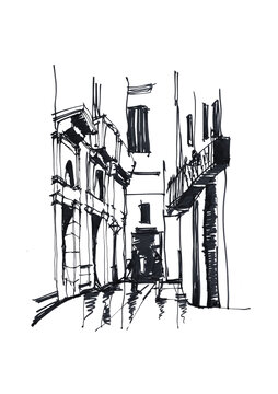 街景建筑手绘