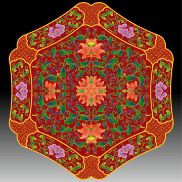 六角缠枝莲纹