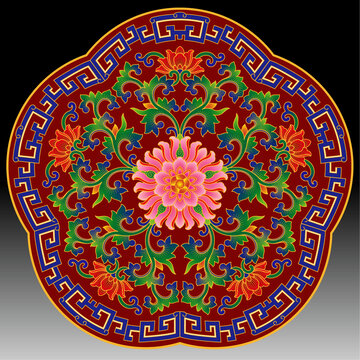 缠枝莲纹宝相莲纹