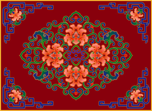 彩绘缠枝莲纹