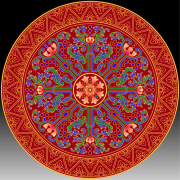 彩绘描金花纹
