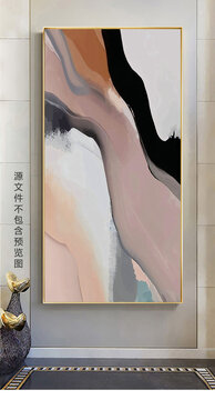 现代轻奢手绘色块艺术肌理玄关画