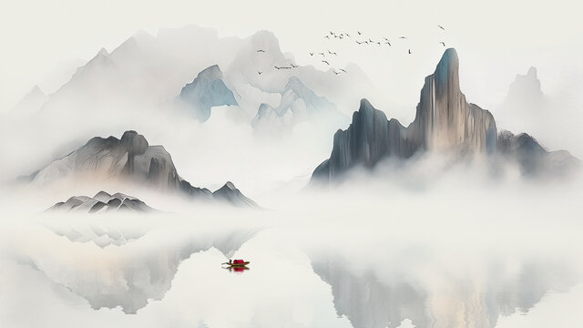 电视背景山水图