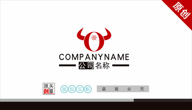 O字母牛头标志