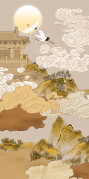 楼阁山水装饰画
