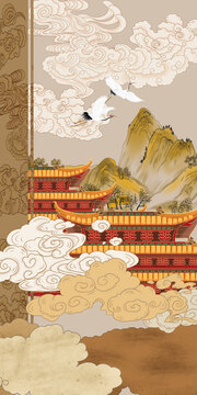 楼阁山水装饰画