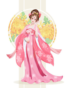 菊花茶国风人物