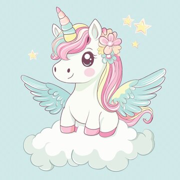 卡通独角兽印花