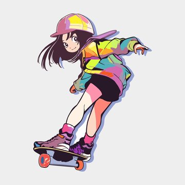 玩滑板的女孩