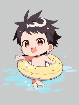 游泳的小男孩