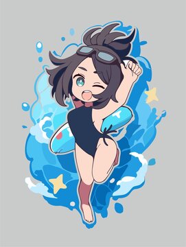 游泳的小女孩