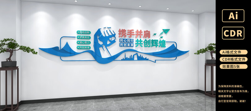 携手并肩共创辉煌企业文化墙