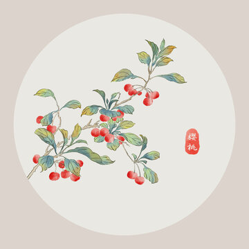 手绘樱桃