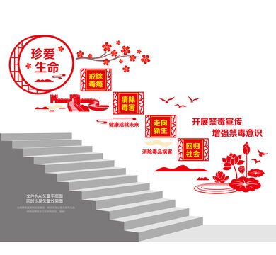 禁毒宣传阶梯文化墙