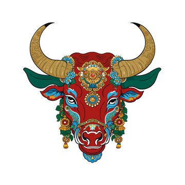 国风牛头T恤图案