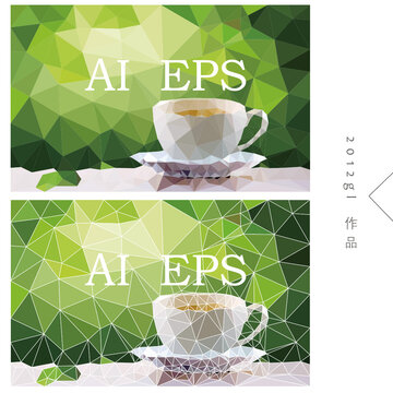 茶杯抽象画