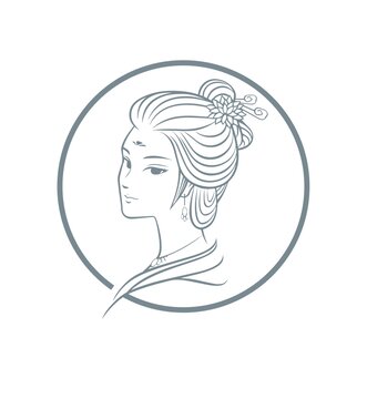 卡通古代美女头像矢量图