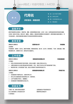 简历通用销售助理求职简历