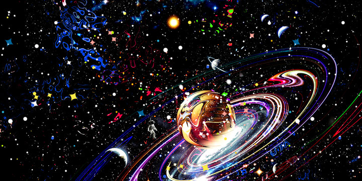 炫彩漩涡宇宙星空星球吊顶