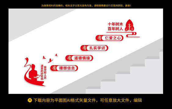 校园党建楼梯文化墙