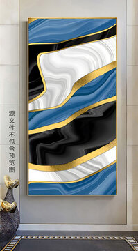 新中式抽象山水大理石纹理玄关画