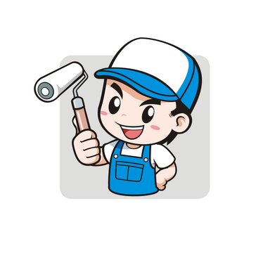 卡通可爱装修工头像矢量图