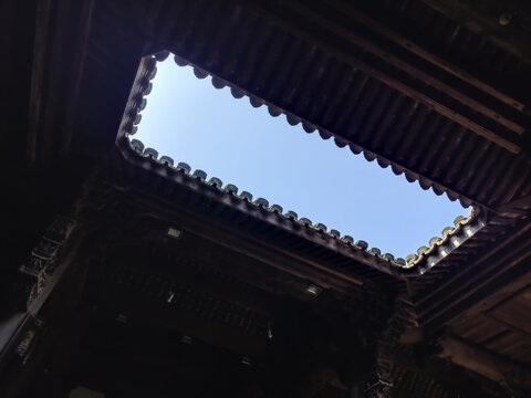 江南徽派天井画框风景