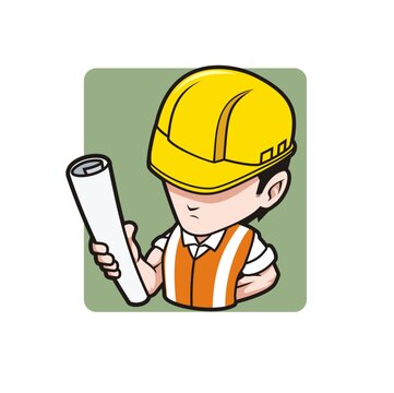 卡通霸气装修工头像矢量图