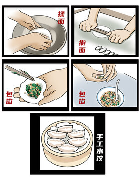 手工水饺插画